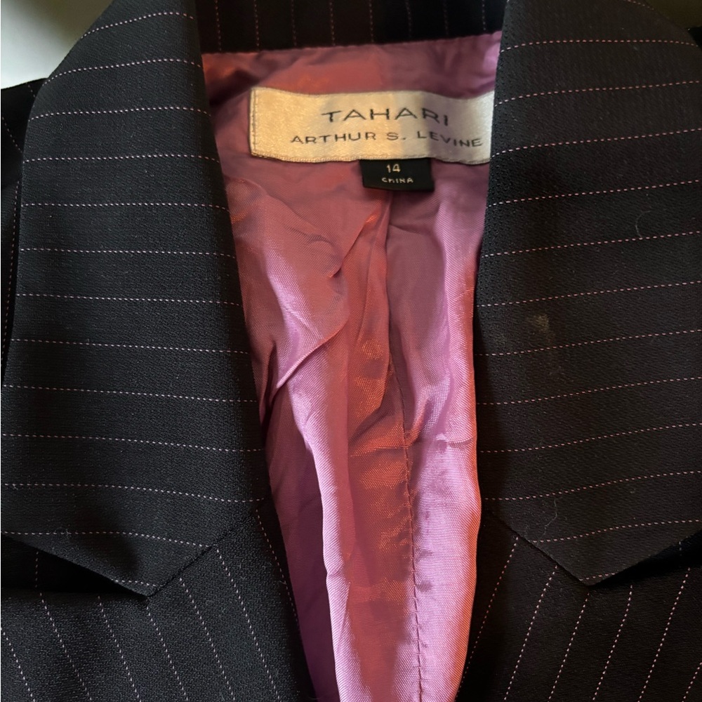 Tahari Black Pinstripe Blazer